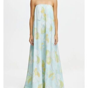 Acler Strapless Dress in Pastel Blue and Yellow